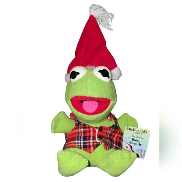 Vintage 1988, McDonald's Baby Kermit santa plush in excellent condition!!! - Picture 1 of 3